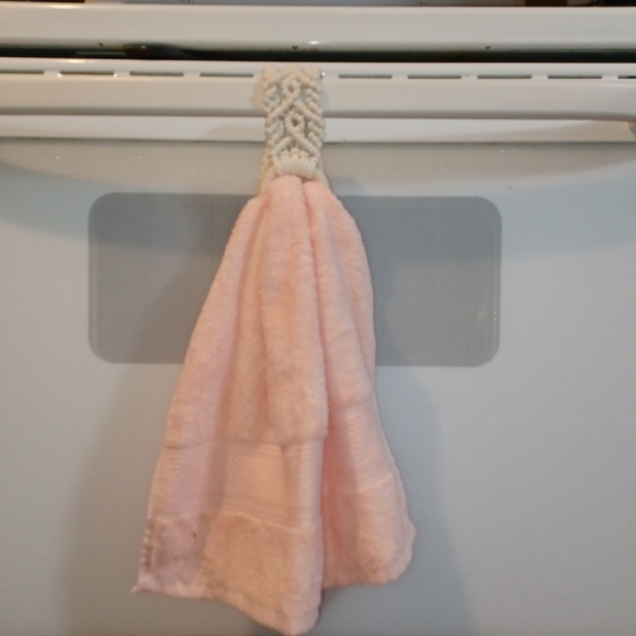 Hand Kitchen Towel Wooden Holder Boho Macrame Natural - Picture 6 of 12